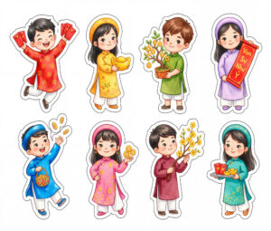 Sticker Tết, Chibi Năm Mới, Em Bé Tết  (19)