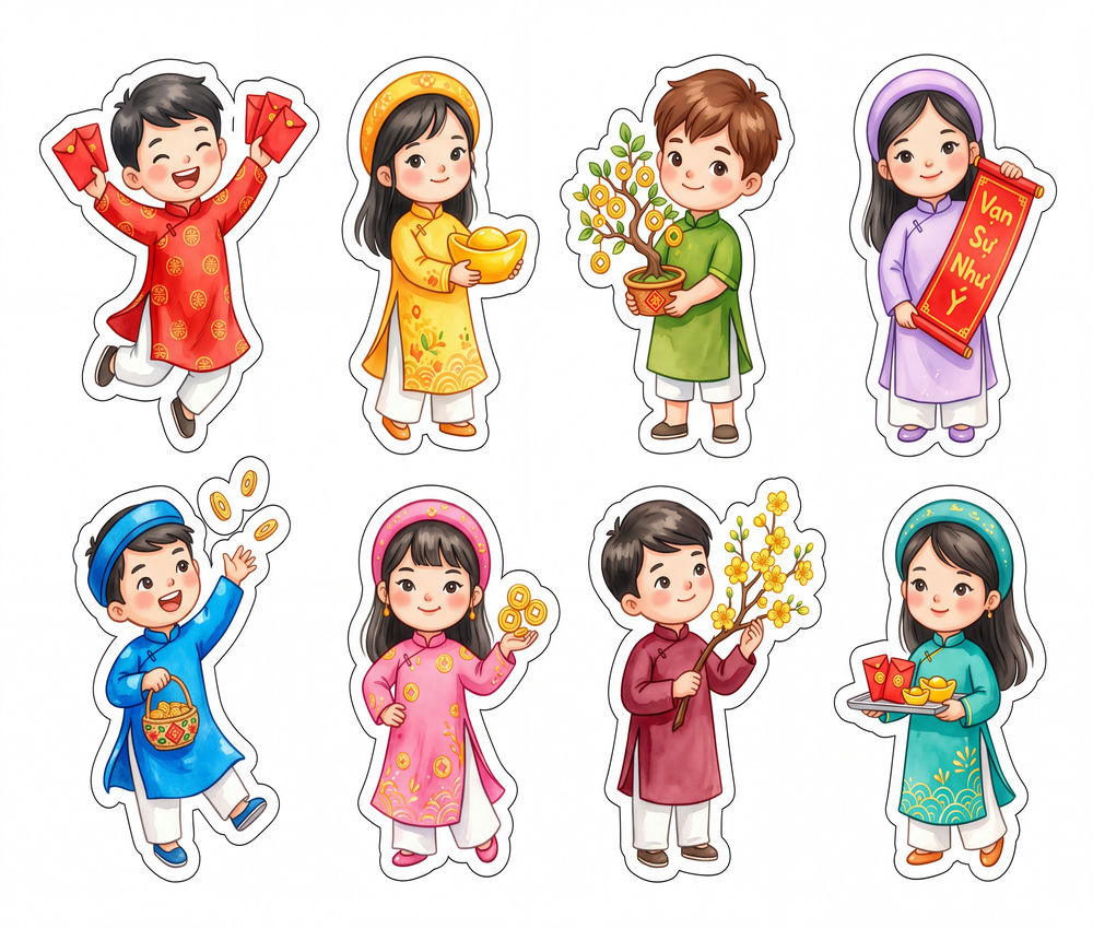 Sticker Tết, Chibi Năm Mới, Em Bé Tết (19)