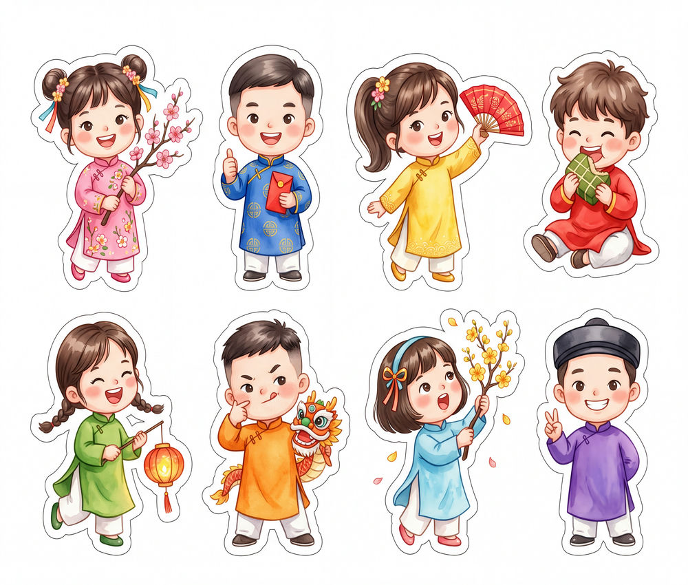 Sticker Tết, Chibi Năm Mới, Em Bé Tết (2)