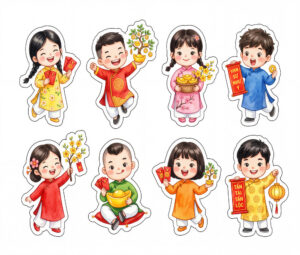 Sticker Tết, Chibi Năm Mới, Em Bé Tết  (20)