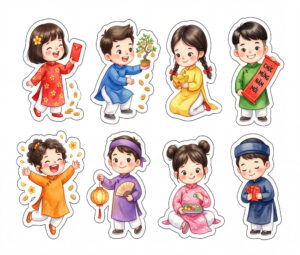 Sticker Tết, Chibi Năm Mới, Em Bé Tết  (21)
