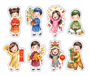 Sticker Tết, Chibi Năm Mới, Em Bé Tết  (22)