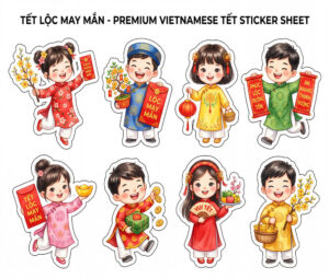 Sticker Tết, Chibi Năm Mới, Em Bé Tết  (23)