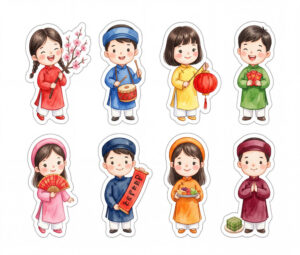 Sticker Tết, Chibi Năm Mới, Em Bé Tết  (24)