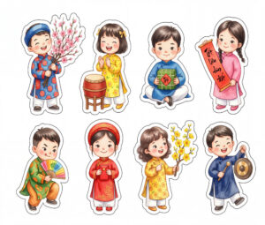 Sticker Tết, Chibi Năm Mới, Em Bé Tết  (25)
