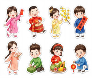 Sticker Tết, Chibi Năm Mới, Em Bé Tết  (27)