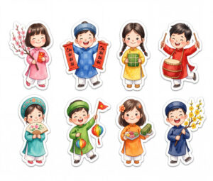 Sticker Tết, Chibi Năm Mới, Em Bé Tết  (28)