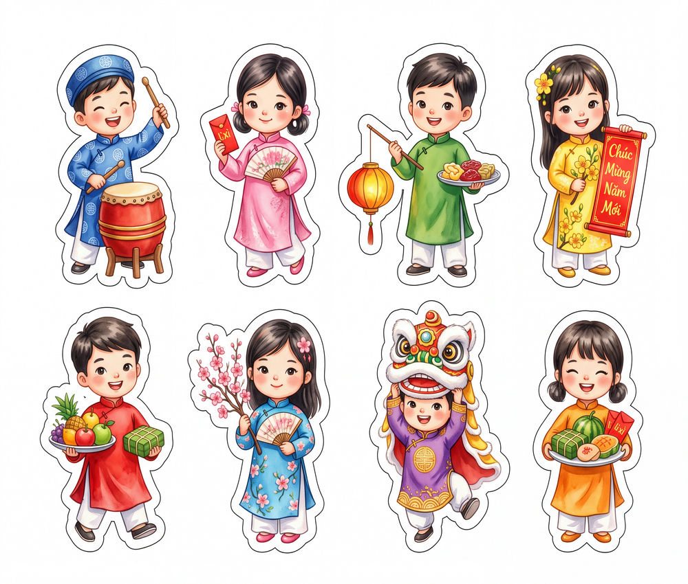 Sticker Tết, Chibi Năm Mới, Em Bé Tết (29)
