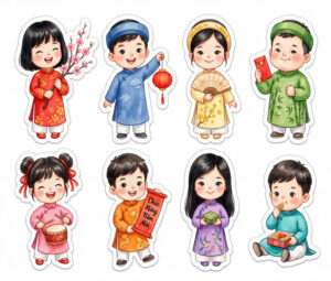 Sticker Tết, Chibi Năm Mới, Em Bé Tết  (3)
