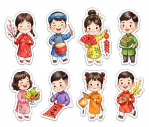 Sticker Tết, Chibi Năm Mới, Em Bé Tết  (30)