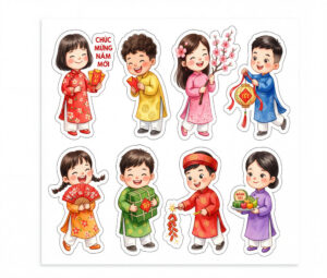 Sticker Tết, Chibi Năm Mới, Em Bé Tết  (32)