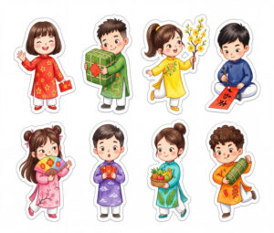 Sticker Tết, Chibi Năm Mới, Em Bé Tết  (33)