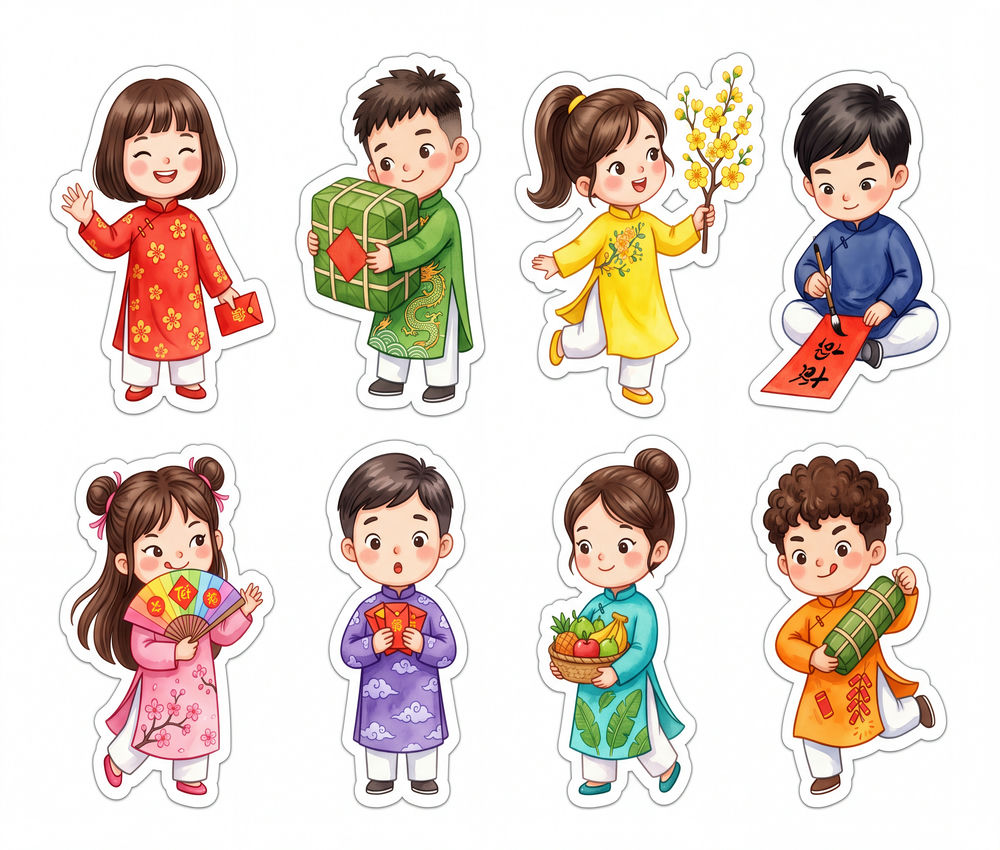 Sticker Tết, Chibi Năm Mới, Em Bé Tết (33)