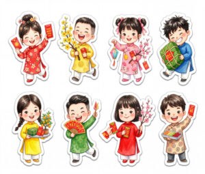 Sticker Tết, Chibi Năm Mới, Em Bé Tết  (34)
