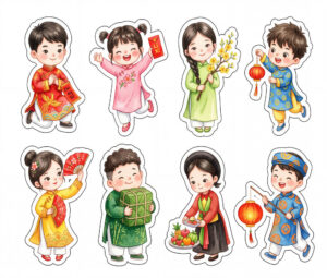 Sticker Tết, Chibi Năm Mới, Em Bé Tết  (35)