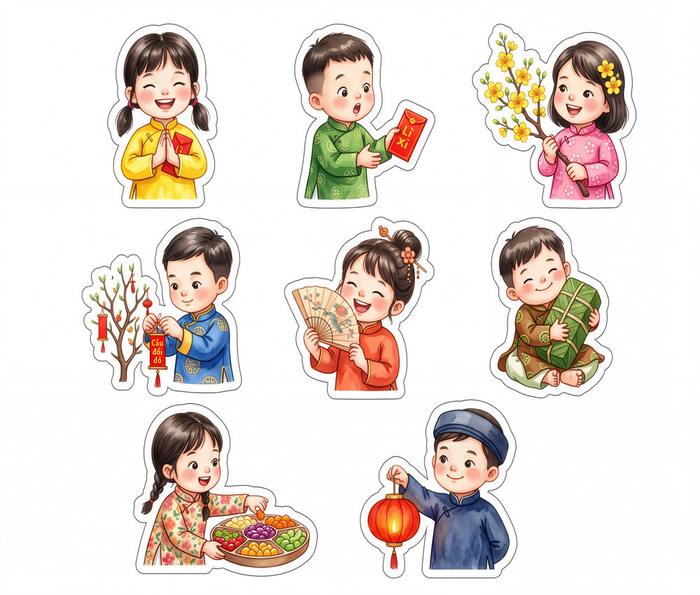 Sticker Tết, Chibi Năm Mới, Em Bé Tết (36)