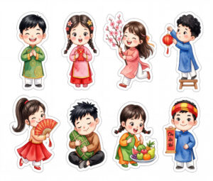 Sticker Tết, Chibi Năm Mới, Em Bé Tết  (38)