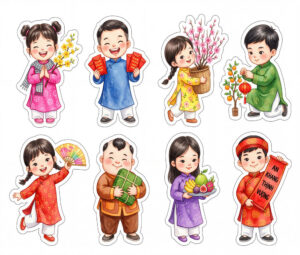 Sticker Tết, Chibi Năm Mới, Em Bé Tết  (39)