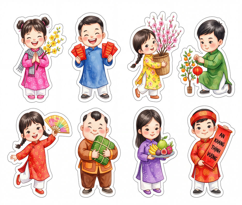 Sticker Tết, Chibi Năm Mới, Em Bé Tết (39)