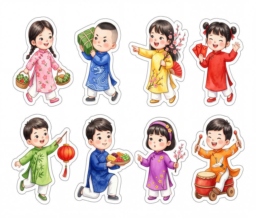 Sticker Tết, Chibi Năm Mới, Em Bé Tết (4)