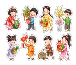 Sticker Tết, Chibi Năm Mới, Em Bé Tết  (40)