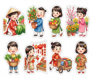 Sticker Tết, Chibi Năm Mới, Em Bé Tết  (41)
