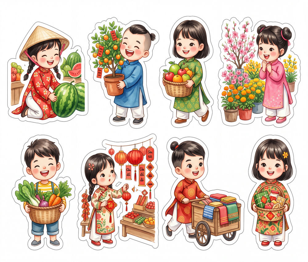 Sticker Tết, Chibi Năm Mới, Em Bé Tết (41)