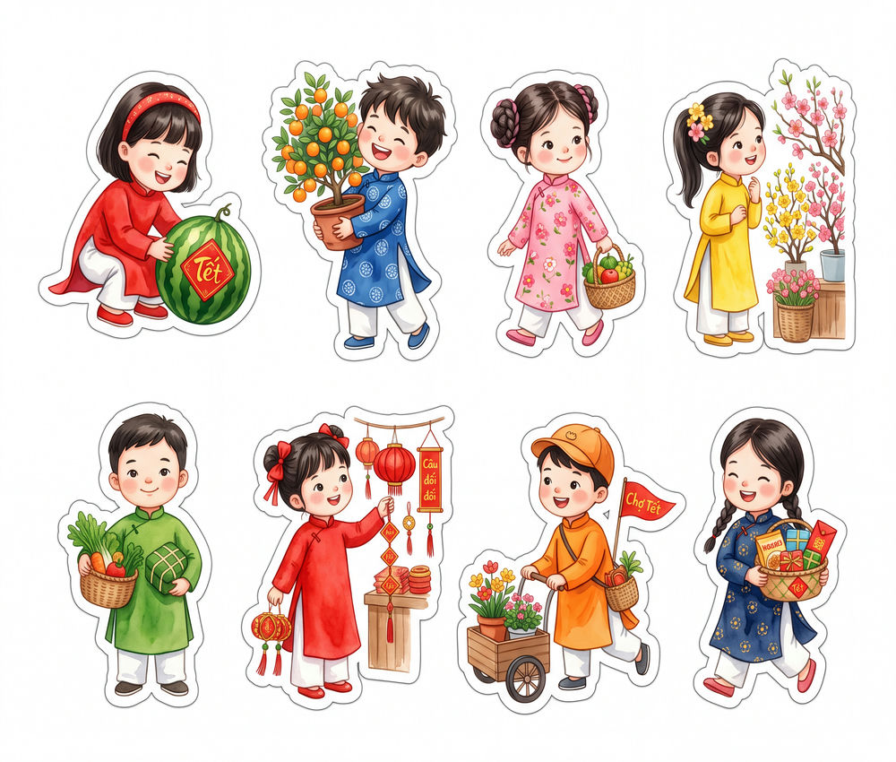 Sticker Tết, Chibi Năm Mới, Em Bé Tết (42)