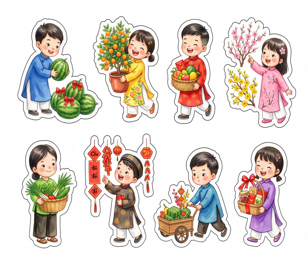 Sticker Tết, Chibi Năm Mới, Em Bé Tết (43)