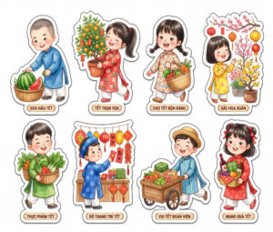 Sticker Tết, Chibi Năm Mới, Em Bé Tết  (44)