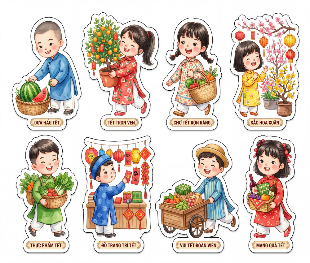 Sticker Tết, Chibi Năm Mới, Em Bé Tết (44)