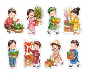 Sticker Tết, Chibi Năm Mới, Em Bé Tết  (45)