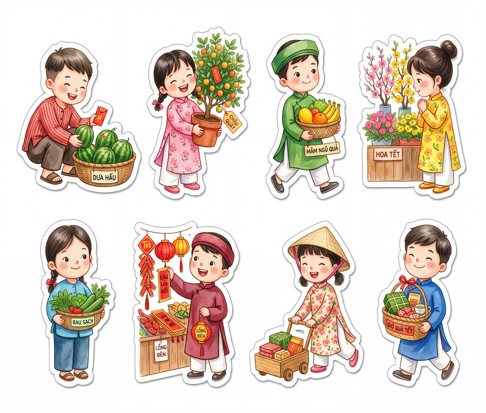 Sticker Tết, Chibi Năm Mới, Em Bé Tết (45)