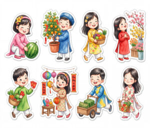 Sticker Tết, Chibi Năm Mới, Em Bé Tết  (46)