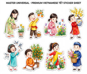 Sticker Tết, Chibi Năm Mới, Em Bé Tết  (47)
