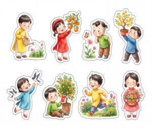 Sticker Tết, Chibi Năm Mới, Em Bé Tết  (49)
