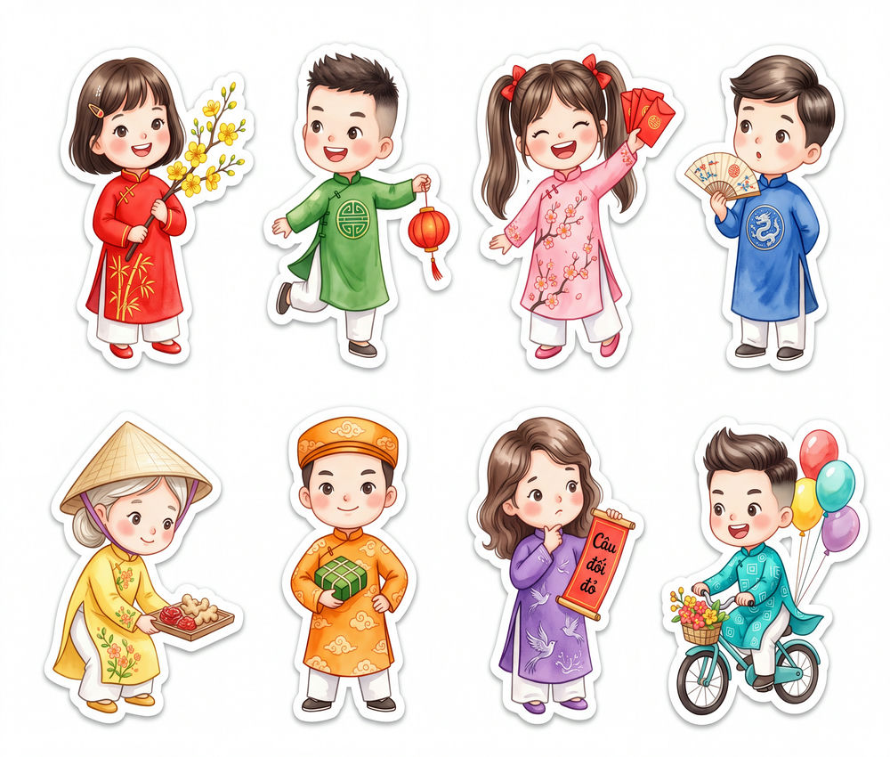 Sticker Tết, Chibi Năm Mới, Em Bé Tết (5)