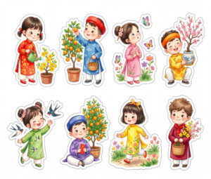 Sticker Tết, Chibi Năm Mới, Em Bé Tết  (50)
