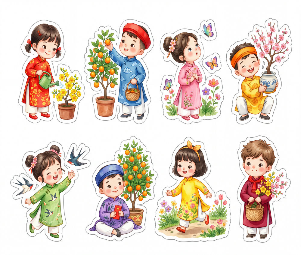 Sticker Tết, Chibi Năm Mới, Em Bé Tết (50)