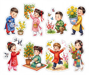 Sticker Tết, Chibi Năm Mới, Em Bé Tết  (51)