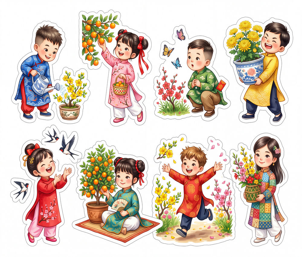 Sticker Tết, Chibi Năm Mới, Em Bé Tết (51)
