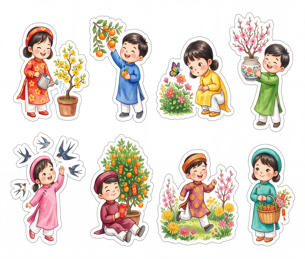 Sticker Tết, Chibi Năm Mới, Em Bé Tết (52)