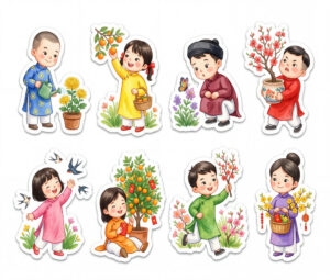 Sticker Tết, Chibi Năm Mới, Em Bé Tết  (53)