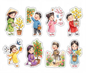 Sticker Tết, Chibi Năm Mới, Em Bé Tết  (54)
