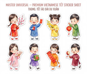 Sticker Tết, Chibi Năm Mới, Em Bé Tết  (6)