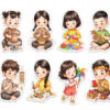 Sticker Tết, Chibi Năm Mới, Em Bé Tết  (60)