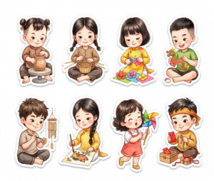 Sticker Tết, Chibi Năm Mới, Em Bé Tết  (60)