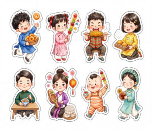 Sticker Tết, Chibi Năm Mới, Em Bé Tết  (62)