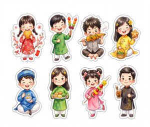 Sticker Tết, Chibi Năm Mới, Em Bé Tết  (63)