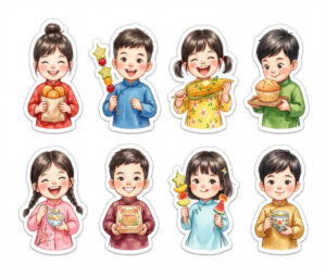 Sticker Tết, Chibi Năm Mới, Em Bé Tết  (65)